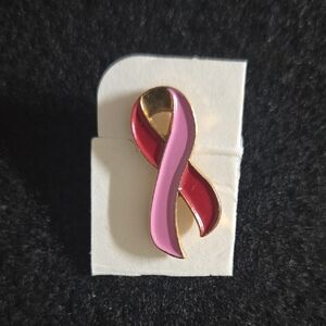 Elegant Pink and Red Awareness Ribbon Pin